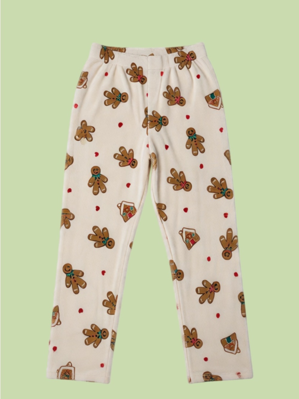 Kids Cream Gingerbread Print Fleece Pajama Pants